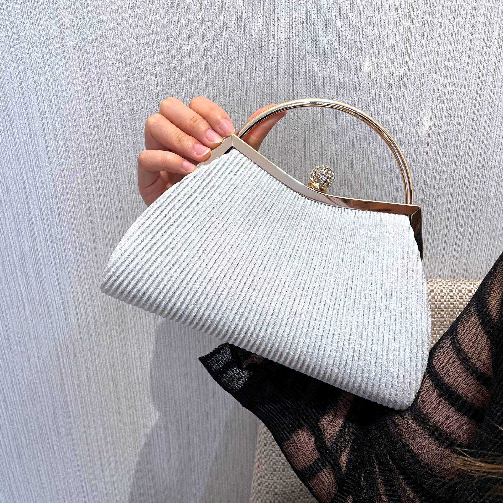Clutch Bag Evening Bag Banquet Bag Diamond Dress Bag Pleated Handbag Cheongsam Dinner Bag Ktv Celebrity Handbag 240920