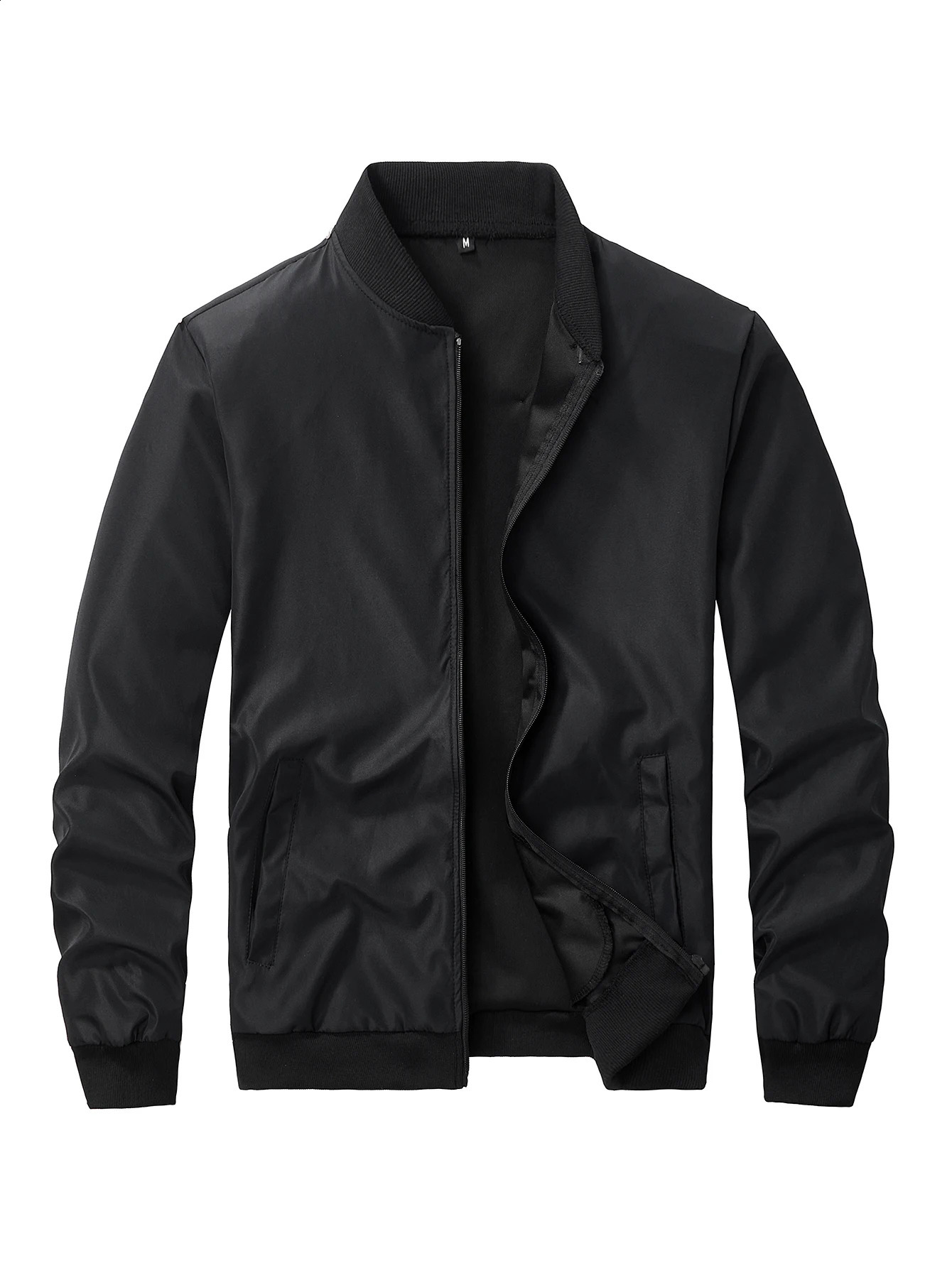 Spring and Autumn Baseball Collar Short Loose Solid Color Jacket Mens Business Casual Thin Coat Trend 241220