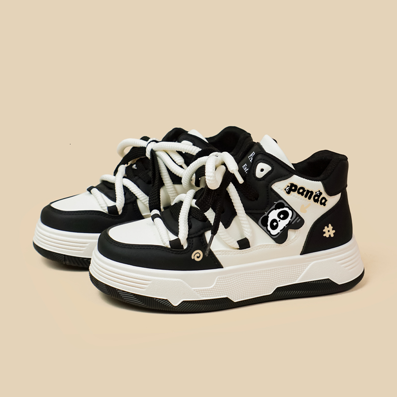 Amy And Michael 2025 Cute Anime Panda Lovely Girls Students High Top Sports Casual Sneakers Female Woman Vulcanize Shoes