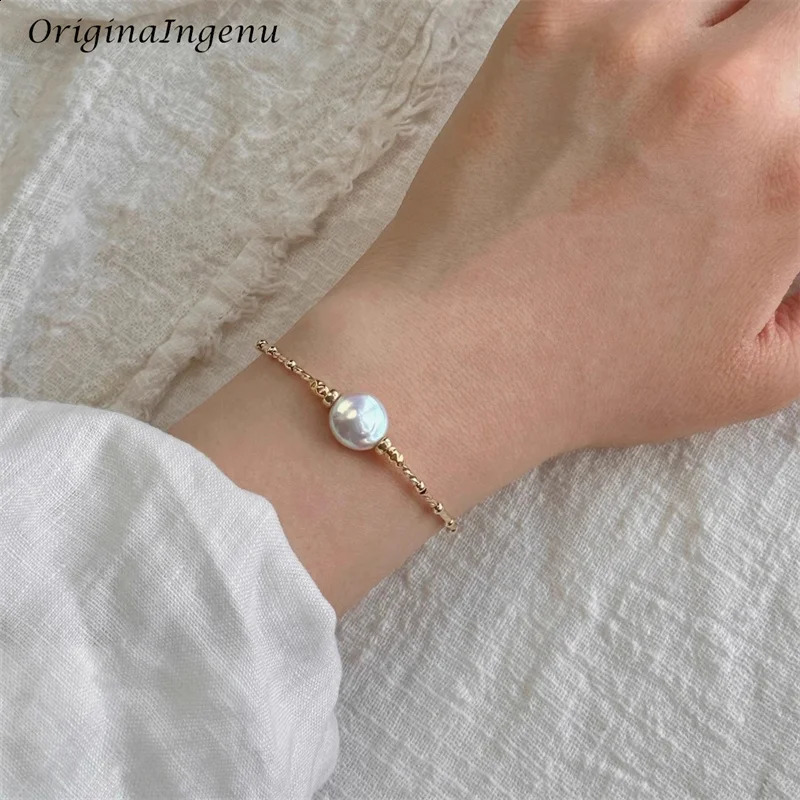 14K Gold Filled Natural Baroque Pearl Bracelet Handmade Gold Beads Bracelet Waterproof Tarnish Resistant Jewelry Boho Bracelet 241220