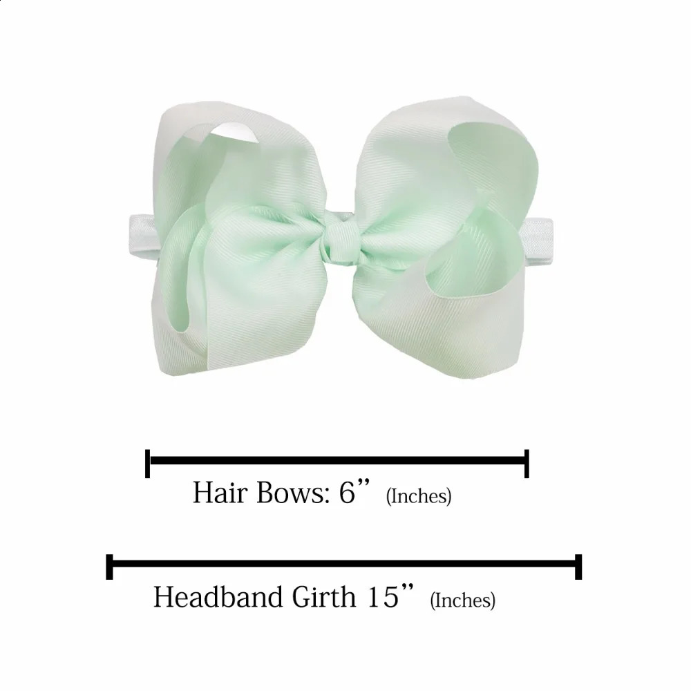 20 Pcs 6 Inches Big Bows Baby Girls Toddlers Kids Teens Children Grosgrain Ribbon Hair Bows Soft Elastic Baby Headbands 241223