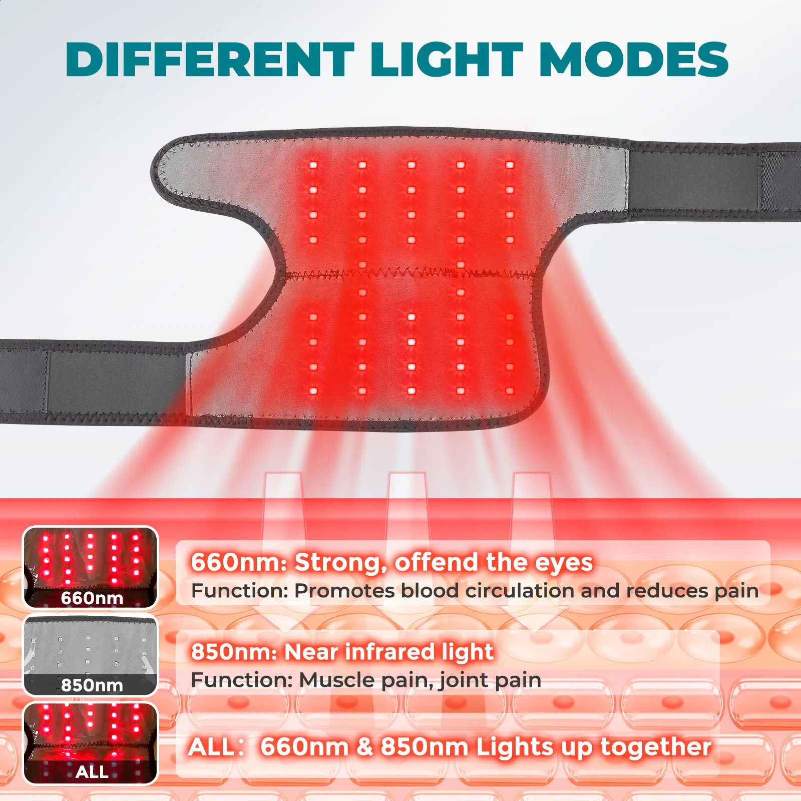 Multifunctional LED Knee Massager 650nm and 850nm Red Light Heating Vibration Massage Electric Infrared Knee Pad Leg Joint Brace 241223