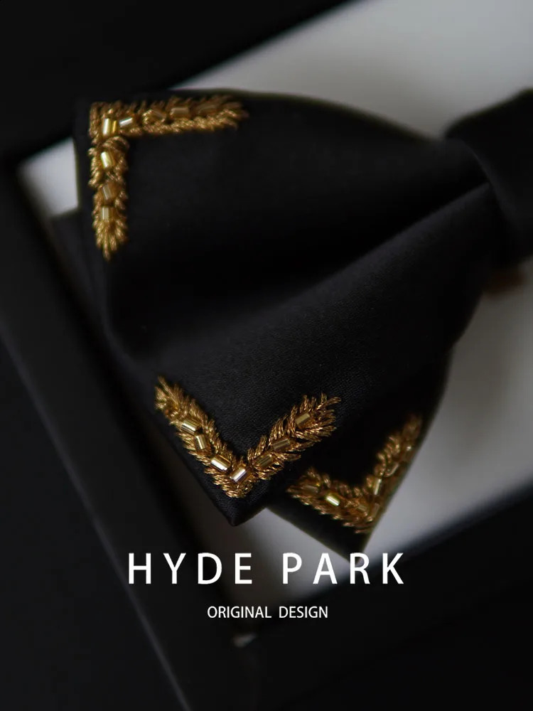 Grooms wedding black bow mens high-end suit formal dress collar accessories 241220
