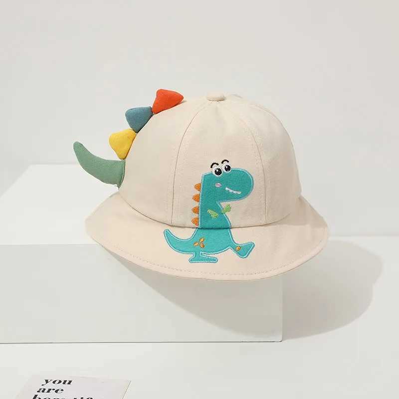 Caps Hats Cartoon dinosaur baby fisherman hat Korean spring and summer childrens outdoor sun hat boys and girls casual cute childrens bucket hat H2412