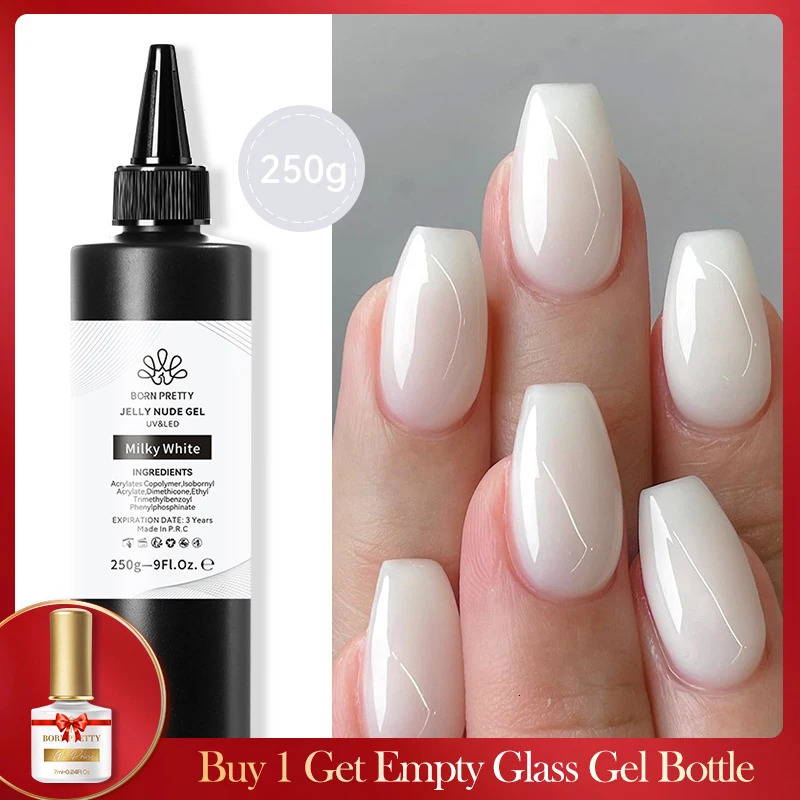 250g light pink jelly gel nail polish nude ivory peach transparent color UV LED soap nail salon varnish 241220