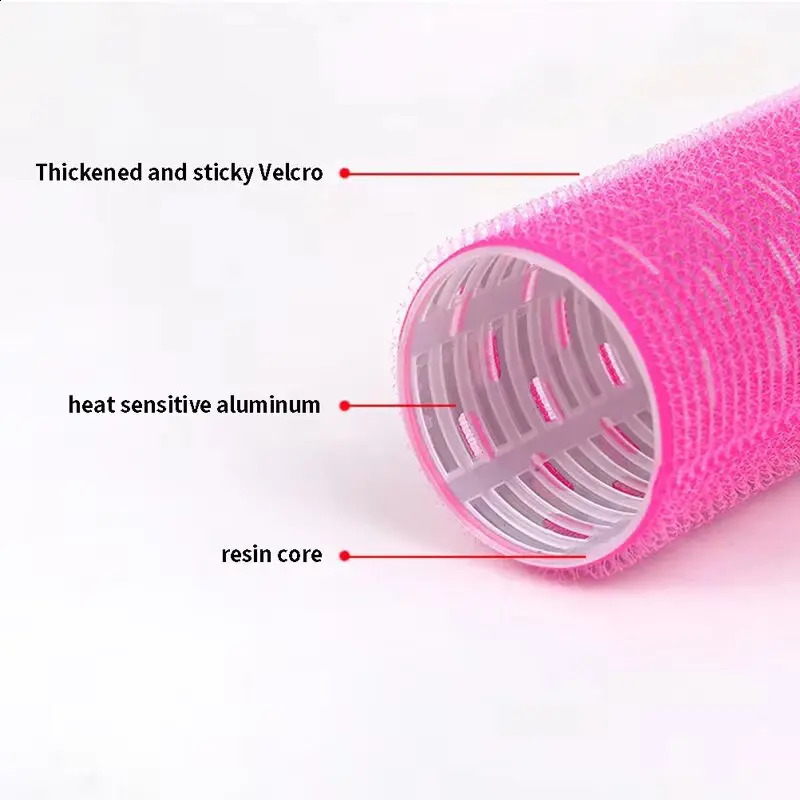6Pcs Randomly Color Aluminum Core Long Hair Curler Bang Roller Korean Self Grip Jumbo 241220