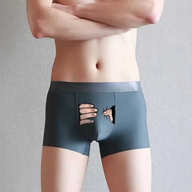 Mens Luggage Fun Cartoon Printed Underwear Ice Silk U-shaped Perspective Bag Sexy No Trace Cute Breathable Underwear Slippery W241223