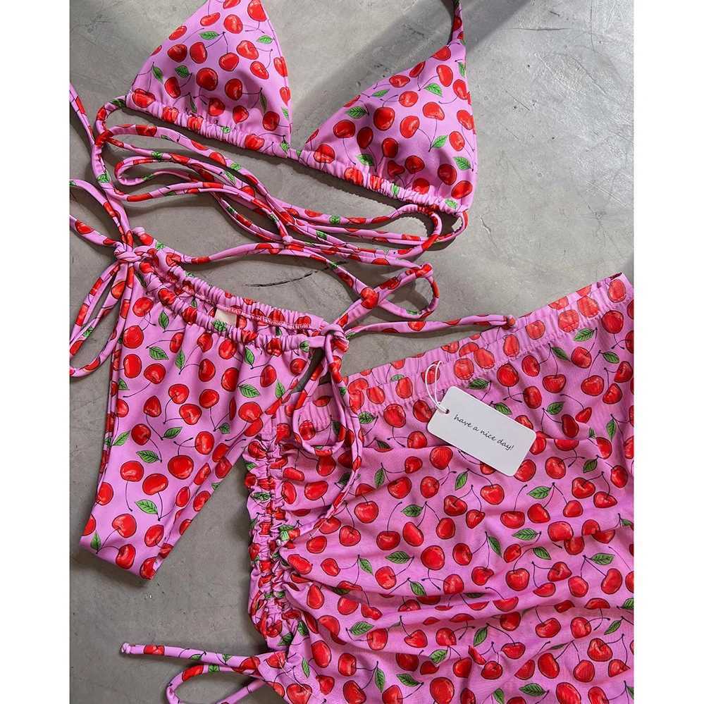 3 Pieces Bikini Set Wiht Mini Skirt Women Swimwear 2024 Sexy Bikinis Bandeau Push Up Beachwear Bodysuit Thong Biquini FemaleXJ241223