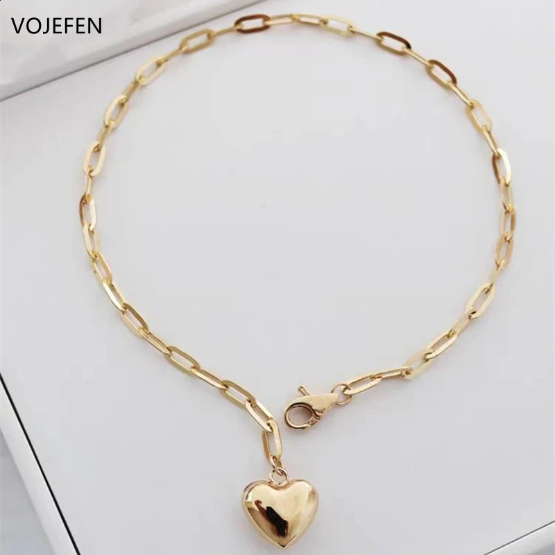 VOJEFEN AU750 Heart Pendant Bracelet Original 18K Pure Gold For Women Genuine Link Wrist Bracelets Fine Jewellery Gift 241220