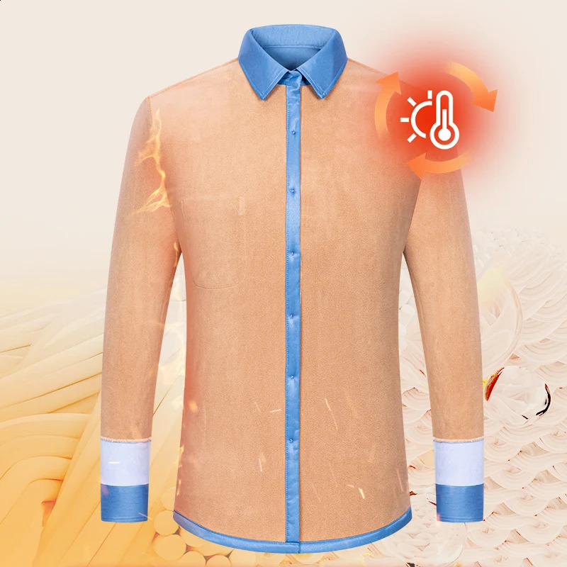 6XL 7XL Autumn/Winter plus fleece thickened Mens dress shirt Long sleeve warm slim Business casual no-iron plus size 241223