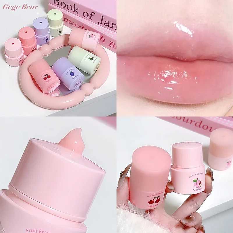 1Pc Crystal Lip Balm Jelly Pink Lip Gloss Moisturizing Peach Grape Fruit Lip Oil Transparent Clear Korean Lips Care Serum MakeupXJ241223
