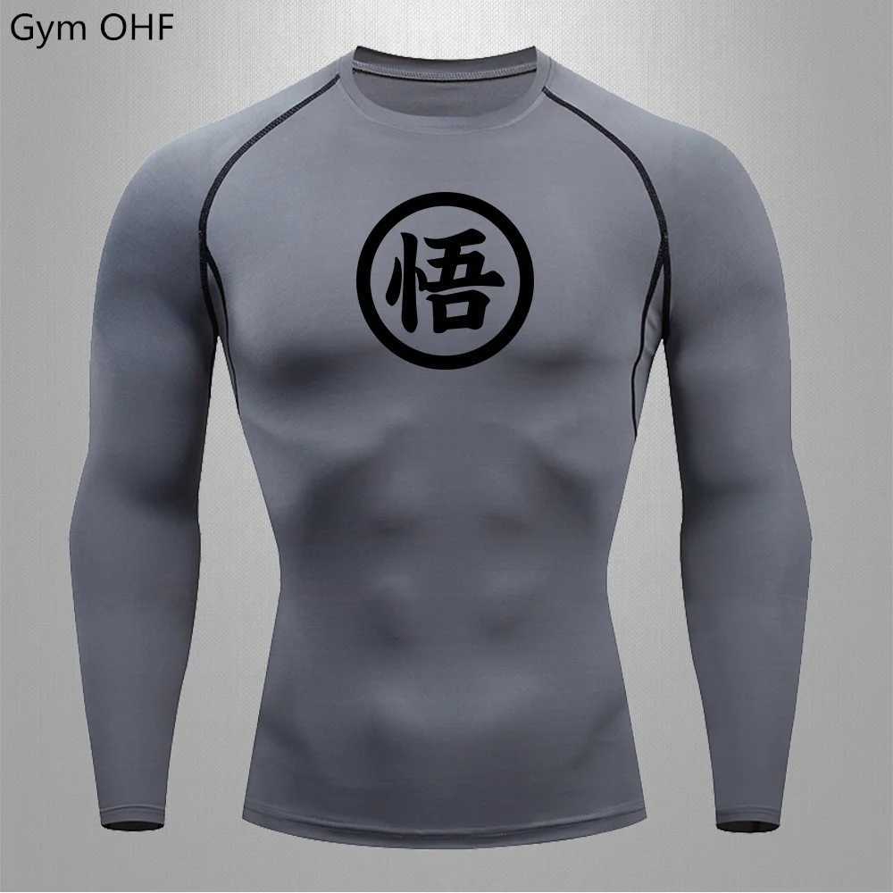New Arrival Long sleeved Z Goku anime mens running T-shirt quick drying shirt yoga training compression T-shirt gym jogging sweatshirt Rashguard Z241223