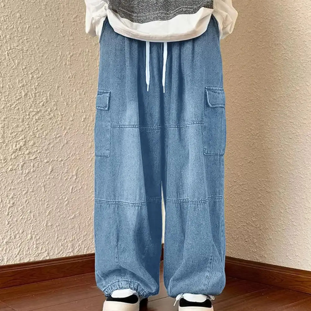 Men Jeans Wide Leg Denim pants Loose Straight Baggy Mens Jeans hip hop Streetwear Skateboard Neutral denim Trousers Cargo jeans 241223