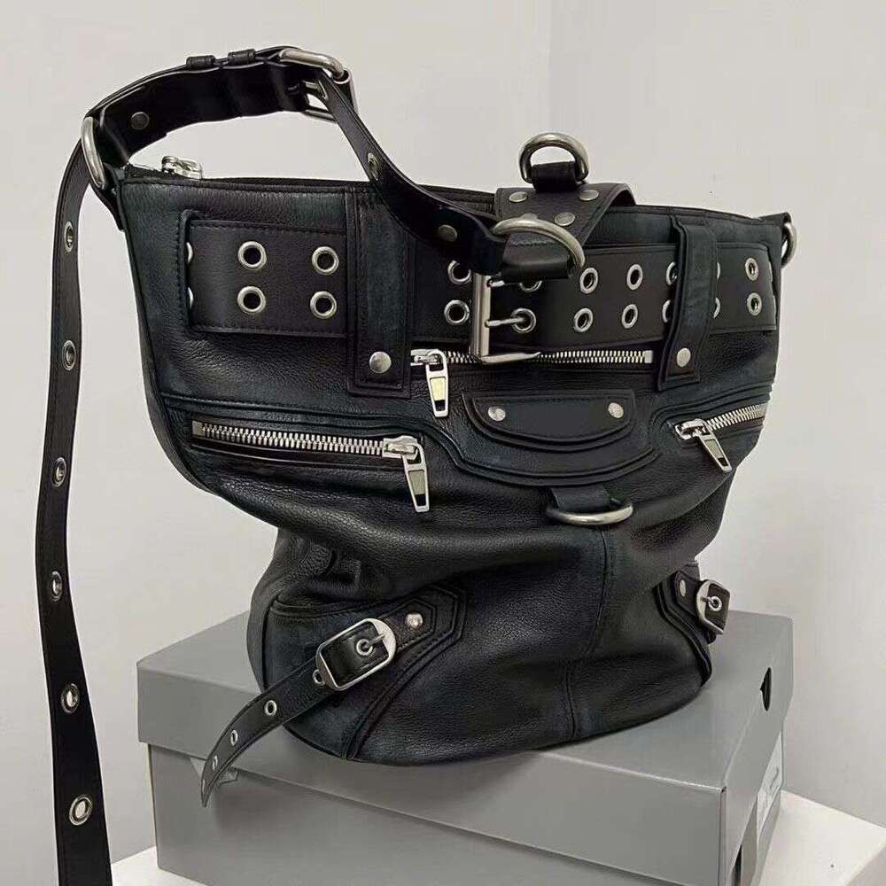 Women's Bags Handbag High Street Vintage Handbag Women New Rivet Large Capacity Casual Crossbody Bags Ladies Moto Biker Black Messenger Bag
