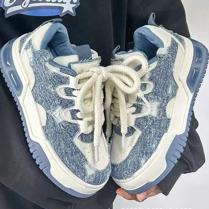 2025 autumn new sports and leisure blue thick soled student small white shoes for women hundred board shoes fashion casual