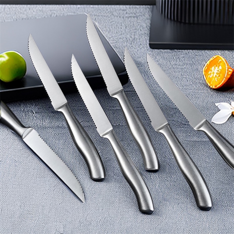 4/6/8 piece steak knife set stainless steel blade kitchen seamless handle sharp dining 241220