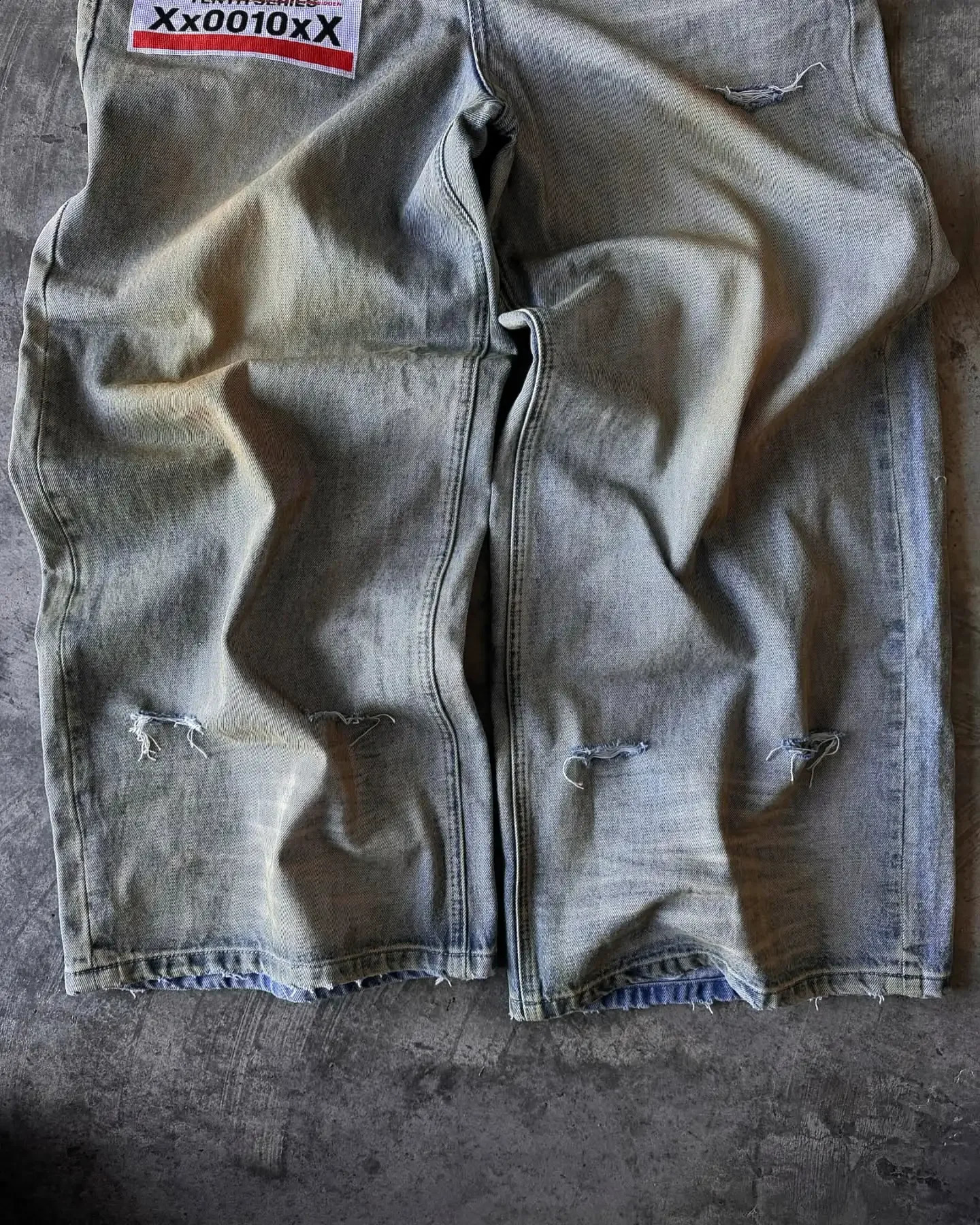 American Retro Double Stitching Washed Baggy Jeans Mens Y2K Harajuku Hip-Hop Gothic Casual Joker Wide Trousers Street Wear 241223