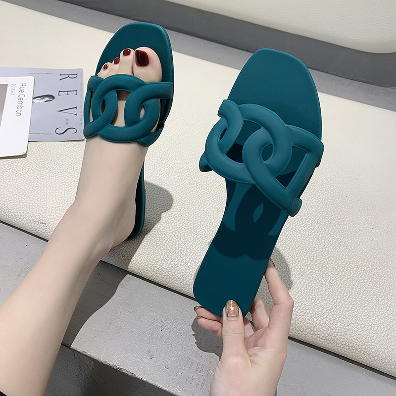 home slippers female summer net red pig nose jelly slippers outside the beach flat flip-flops manufacturers direct sales 2025 colorful shoes