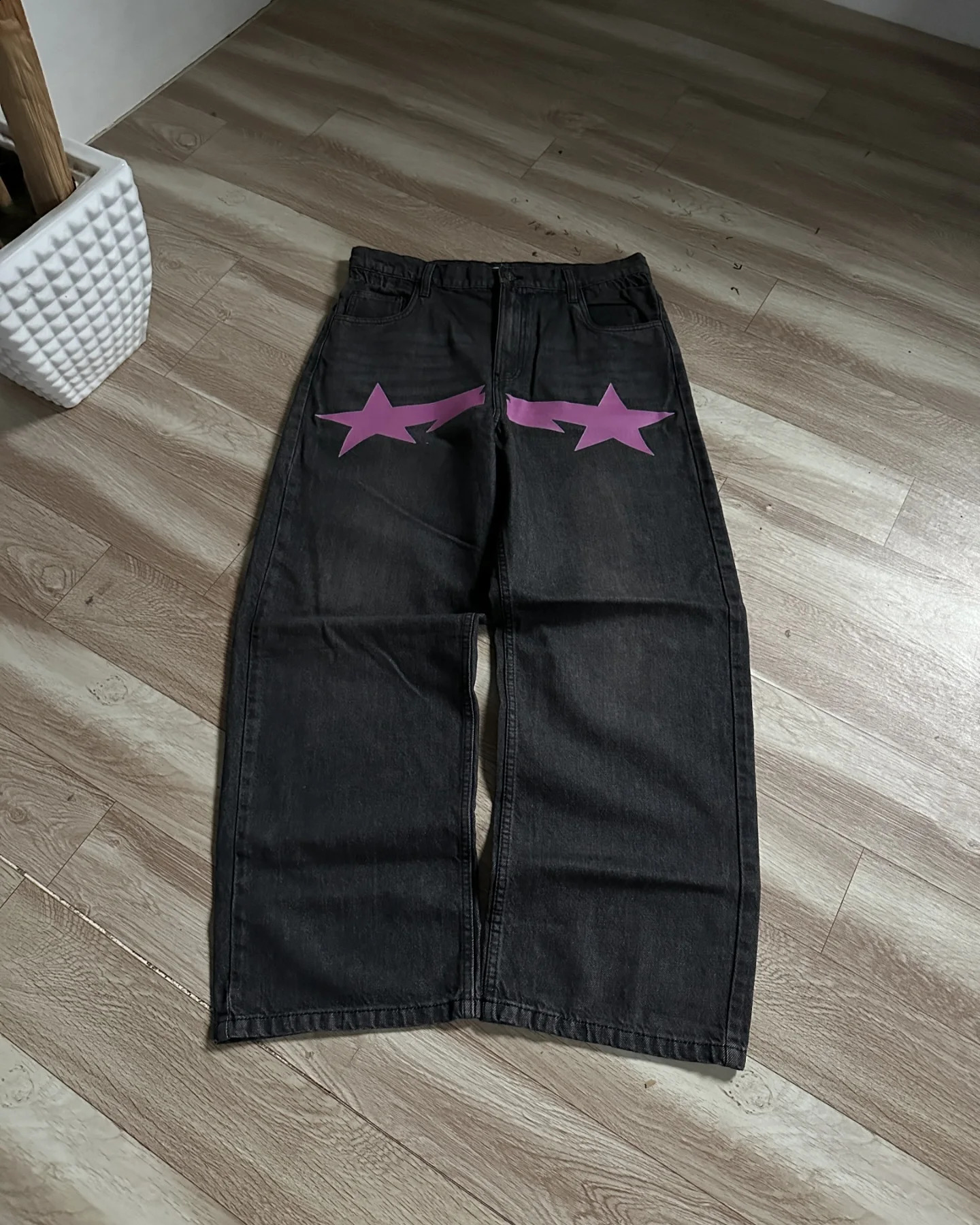 Streetwear Harajuku Star Print Washed Baggy Jeans Women Y2K Fashion Retro Punk Casual Joker Gothic High Waist Wide Leg Pants 241223