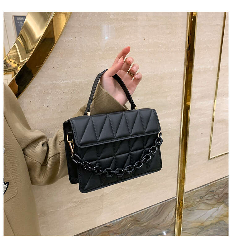 New Popular Women's Fashionable And High-End, Niche Crossbody Bag, Embroidered Thread Dia Grid Hand-Held Small Square Bag