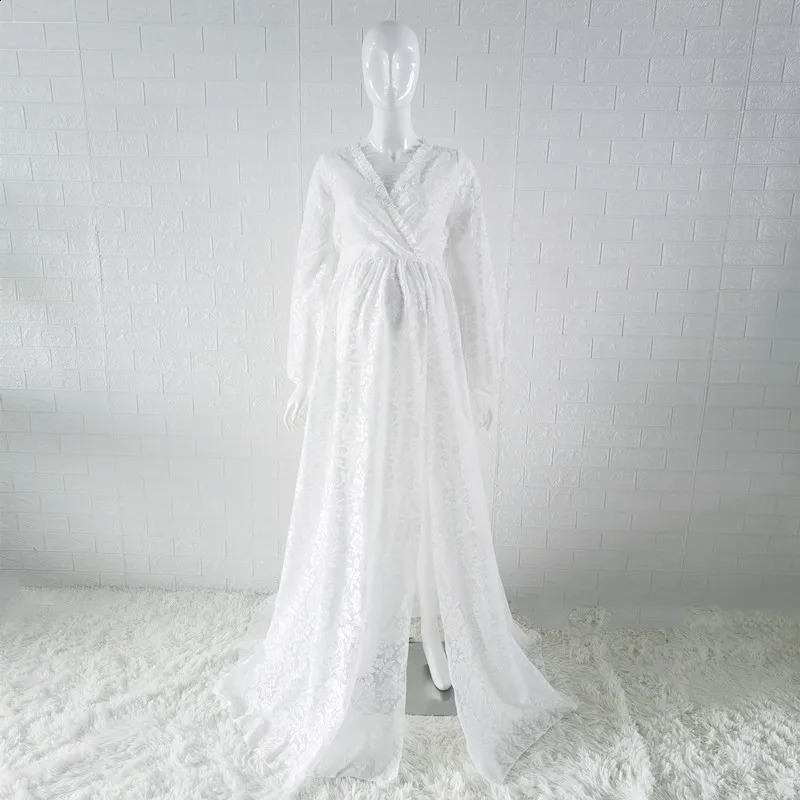 Boho Maternity Po Shoot Long Dresses V-neck Bell Sleeve Pregnancy Pography Props Dress 241223