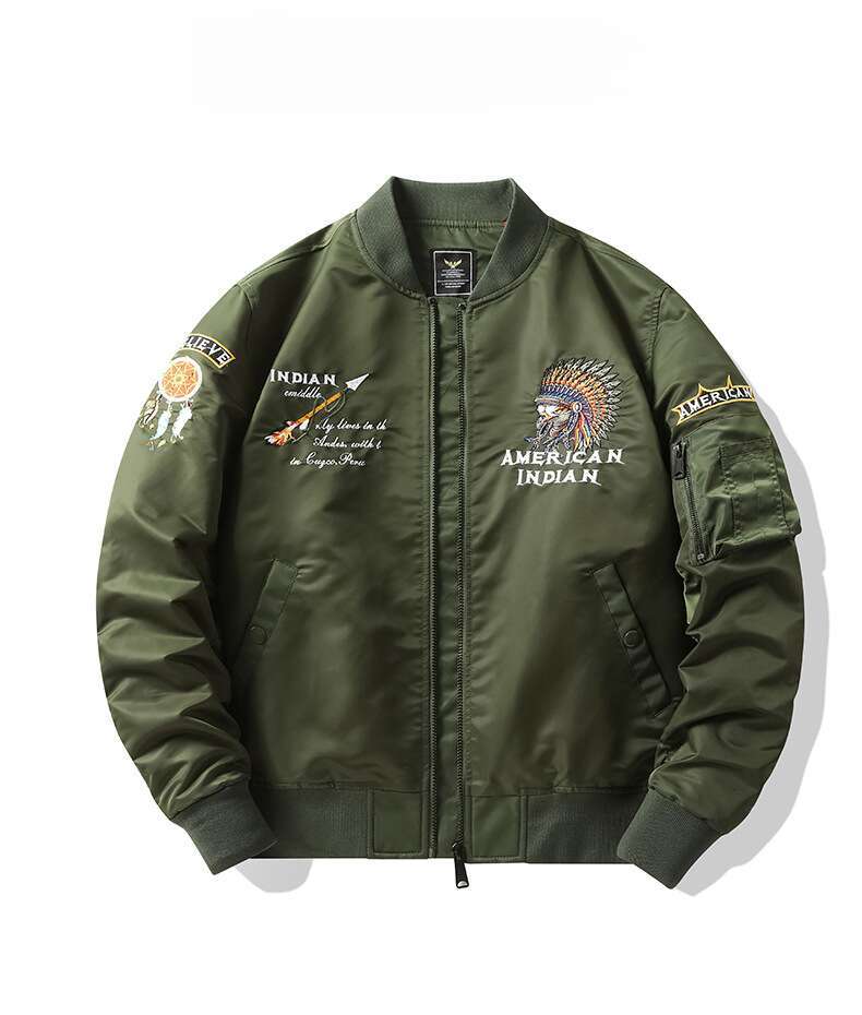 Spring and Autumn New Air Force MA1 Pilot Men's Heavy Industry Embroidered Baseball Suits, Large Size Work Jackets, Trendy