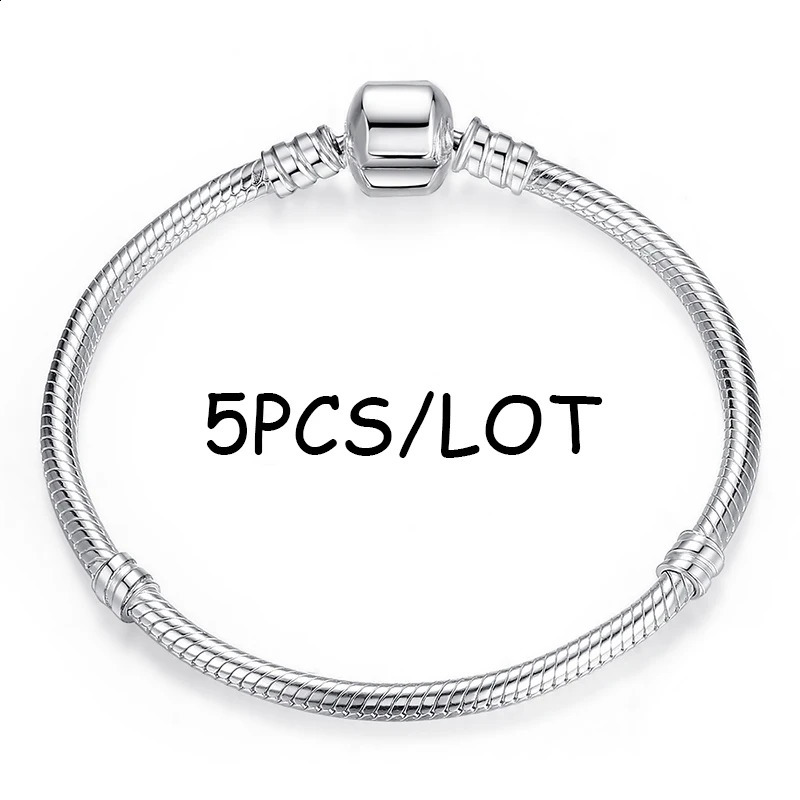 BAOPON 5pcs/lot Snake Chain Safety Clasp European Fine Bracelet Fit DIY Charm Bracelets Bangles Jewelry For Women Men Gift 241214