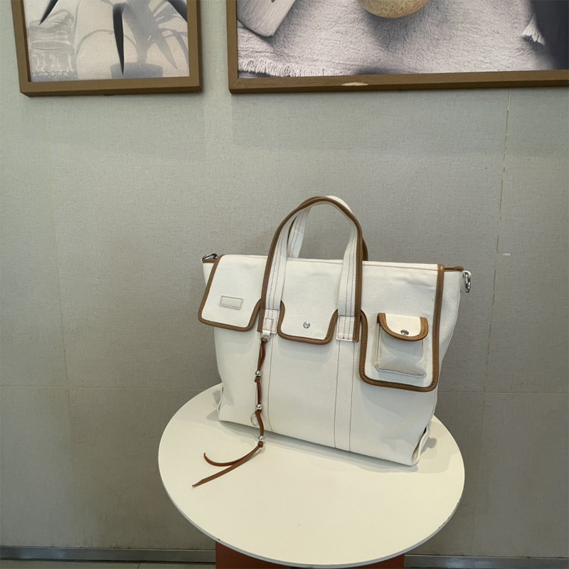 Brand Canvas Contrast Color Square Tote Designer Handbag Messenger Crossbody Bag Unisex Large Capacity Shoulder Shopping Bags