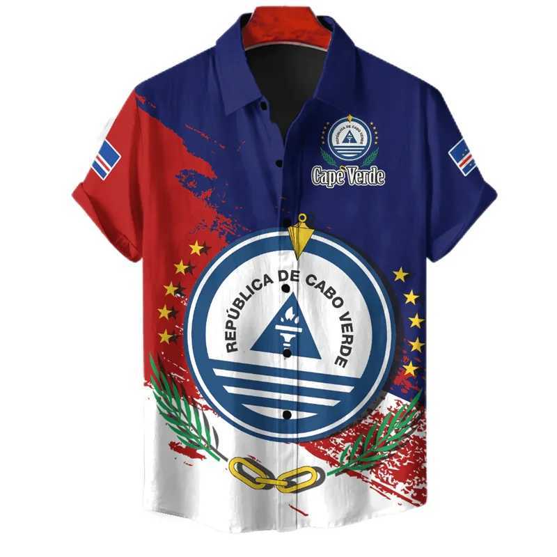 African Cape Verde map flag 3D printing mens shirt national emblem beach shirt patriotic coat shirt W241223