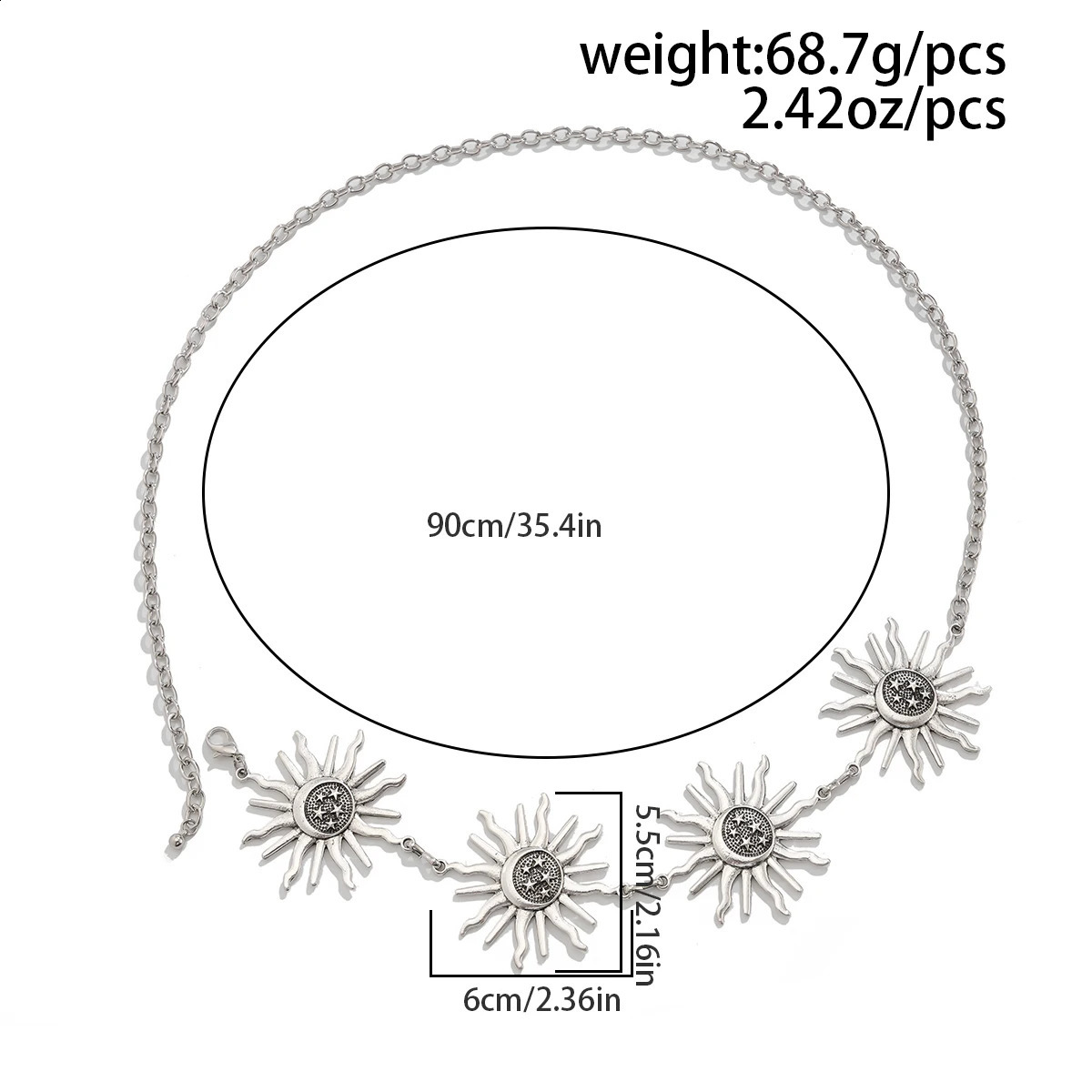 SHIXIN Vintage Sun Star Moon Adjustable Y2K Belt Silver Color Metal Belly Waist Chain for Women Hip Hop Dress Skirt Waistband 241220