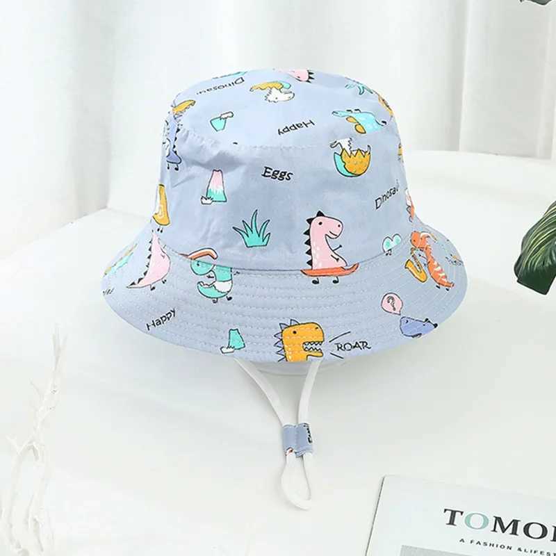 Caps Hats 2022 New Panama Summer Baby Hat Cartoon Boys Fisherman Hat Baby Sun Hat Outdoor UV Bucket Hat Preschool Children Panama Sun Hat H241223