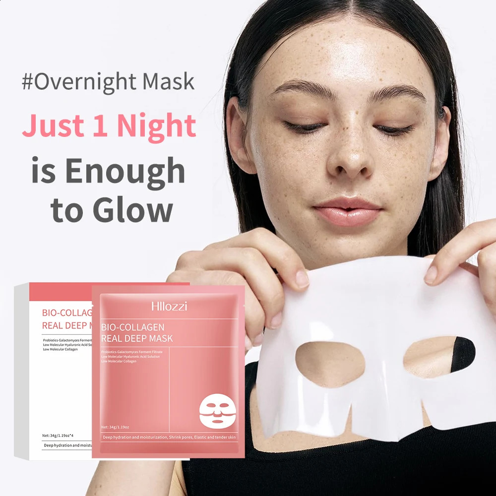 4 pieces of collagen sleeping mask hydrating moisturizing and translucent thinning smooth and tender skin 241223