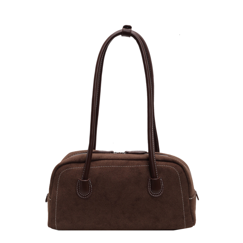 Shoulder Women Multi Pocket Underarm Faux Suede Zipper Tote Purse Satchel Bag For Work Shopping Suede Gender Neutral