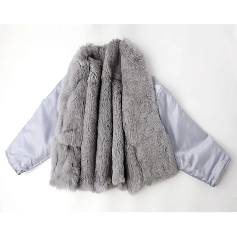 Removable Real Fox Fur Collar Rabbit Fur Liner Denim Jacket Women Winter Loose Thick Warm Jeans Jackets Parka Female Outerwear 241220