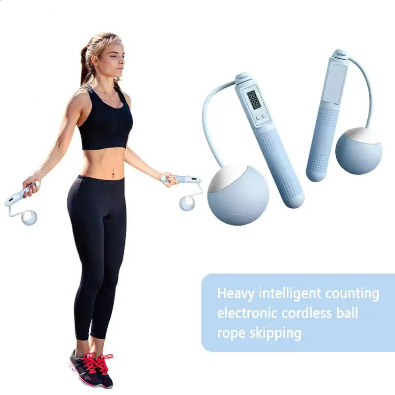 Professional weight bearing wireless skipping rope fitness equipment intelligent counting steel wire cordless skipping rope 241220
