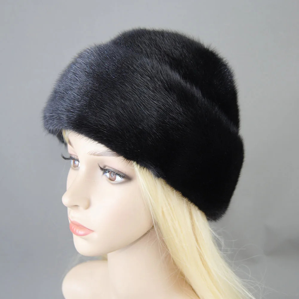 Winter Snow Ladys Cap Unisex Natural Beret Bomber Warm Windproof Luxury Women Hat Fashion Real 100% Mink Fur 241220