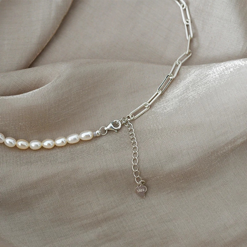 ASHIQI Natural Freshwater Pearl Necklace 925 Sterling Silver Necklace Jewelry for women High Quality Fine Jewelry 241220
