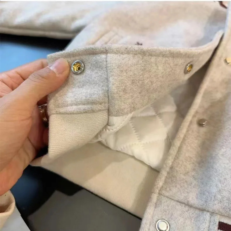 Children Girls Outerwears Coat Autumn Winter Cotton Padded Thickened Kids Girls Baseball Jacket Bow Striped Baby Girl Coat 241223