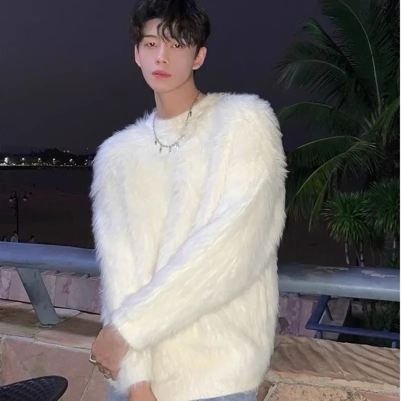 Guotai and Elegant Sweater Mens 2024 AutumnWinter Style Warm Lazy Loose Round Neck Knitted Top 241211