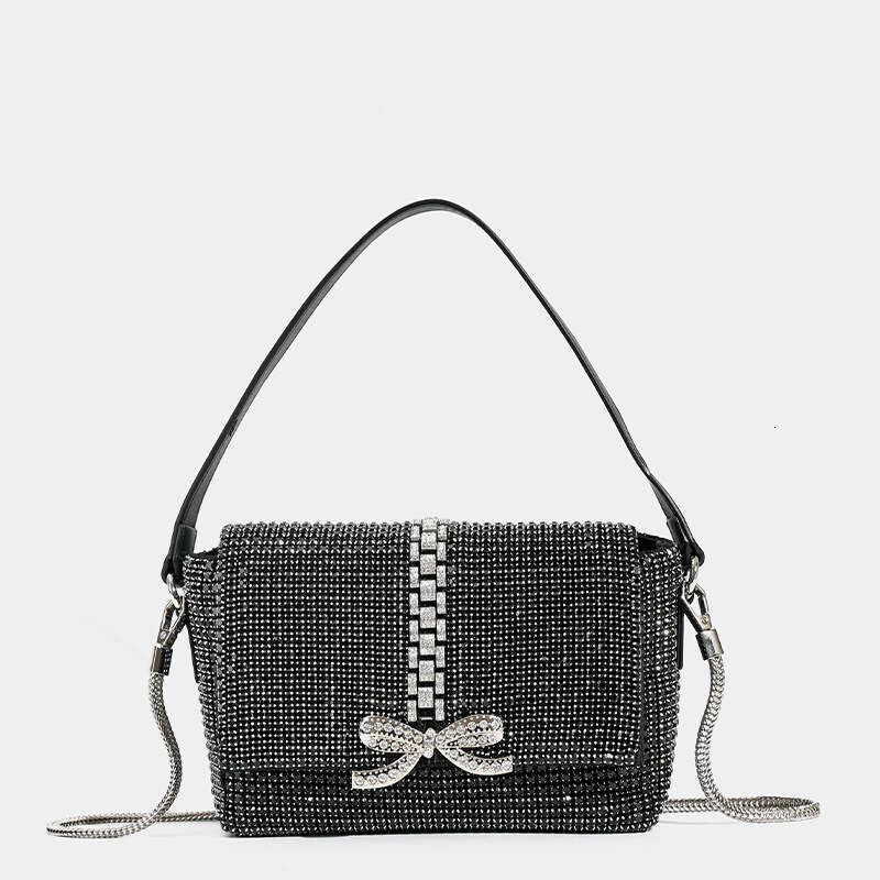 2024 New Fashionable Full Bow Chain Banquet Water Diamond Handheld Crossbody Bag