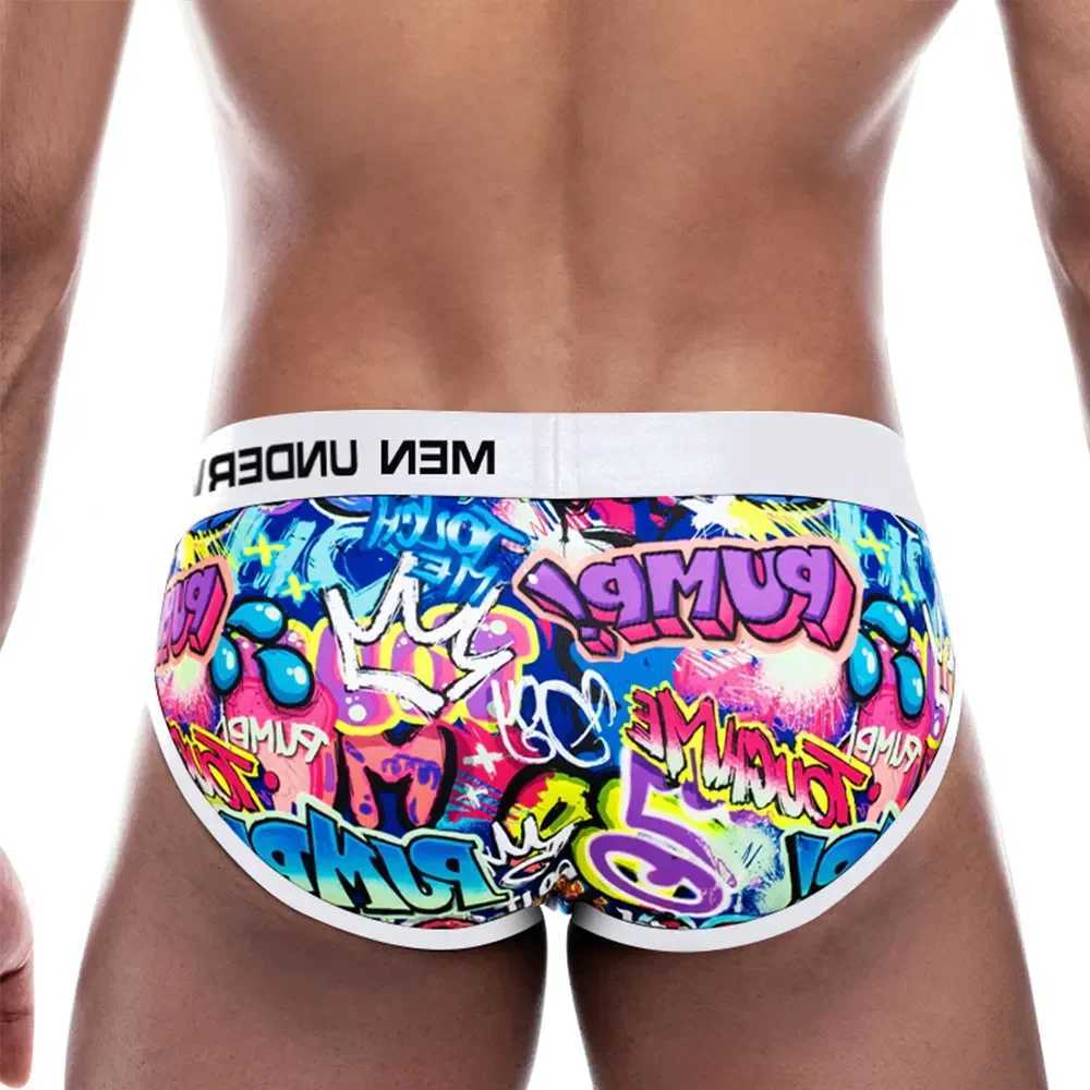 Mens sexy underwear fabric cotton soft underwear boxing graffiti underwear Jockstrap thong mens underwear shorts W241223