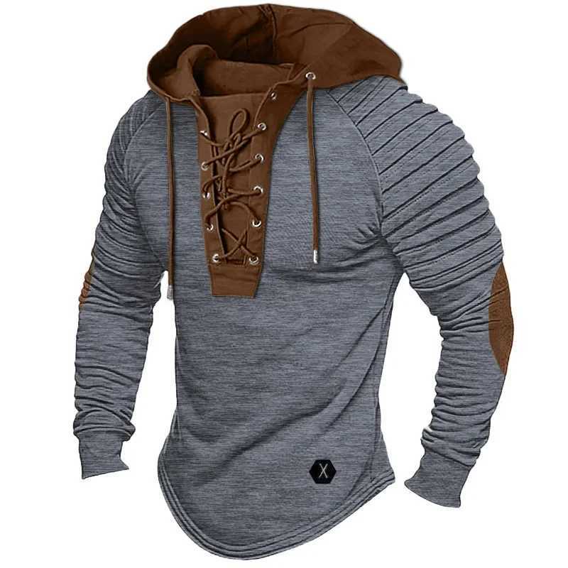 New Arrival Muscle mens clothing. Solid color hoodie. New mens T-shirt top. Wrinkle cover. Street style long sleeved T-shirt. S-XXXL Z241223