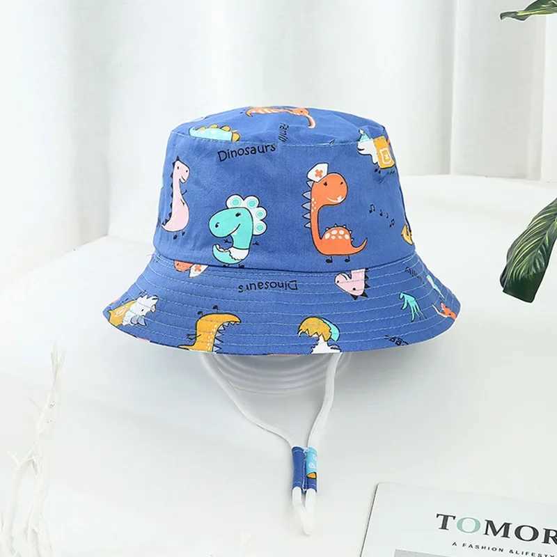 Caps Hats 2022 New Panama Summer Baby Hat Cartoon Boys Fisherman Hat Baby Sun Hat Outdoor UV Bucket Hat Preschool Children Panama Sun Hat H241223