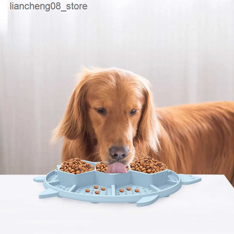 Dog Bowls Dishes Slow Food Dog Pad Turtle style Silicone Pad Dog Slow Food Bowl Sucker Placemat Pad Cats Dogs Feeding Pet Supplies L240910