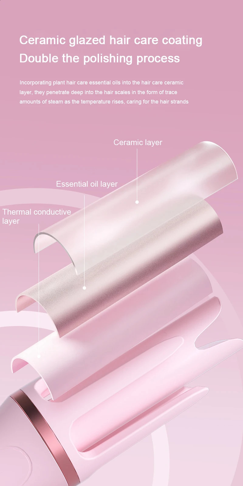 Automatic Curling Iron with Negative Ion for Smooth and Shiny Curls 32mm Ceramic Coating Auto Hair Curler Portable Home Travel 241223