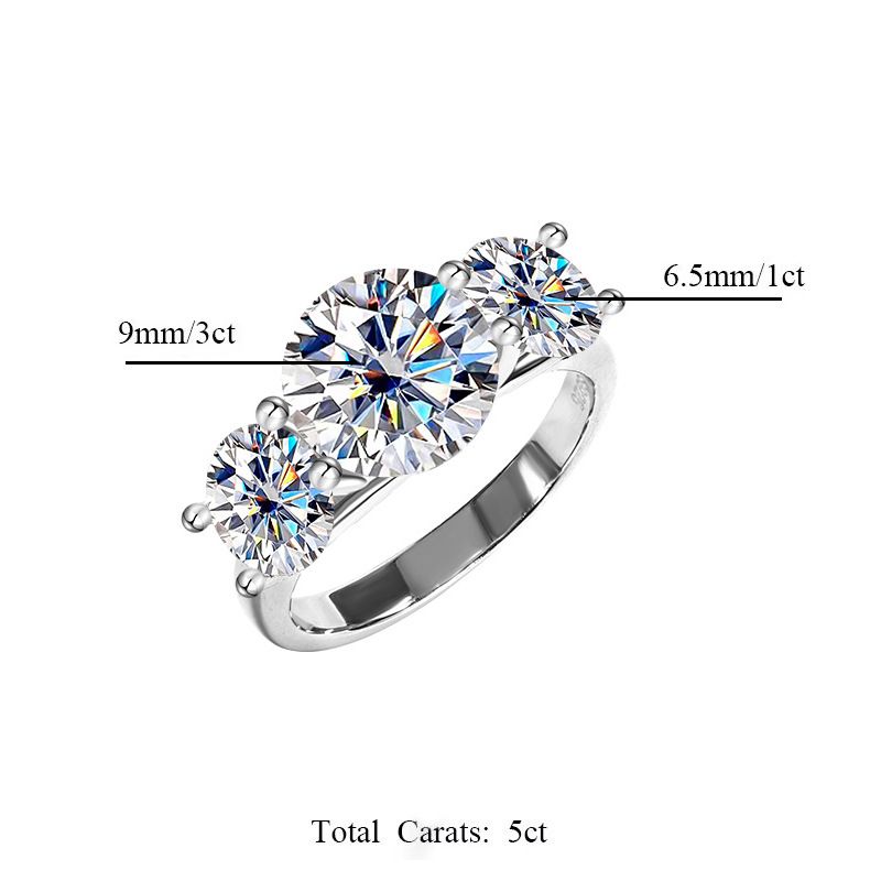 sterling sier pass dia tester 4/5CT VVS1 D color moissanite ring designer for women girl wedding engagement rings jewelry woman gift with box