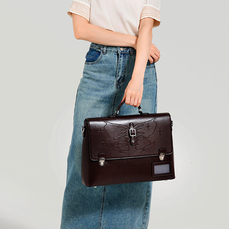 Vintage Cowhide Women's Backpack Large Capacity Genuine Leather Women Shoulder Bags College Style School Female Tote Bag