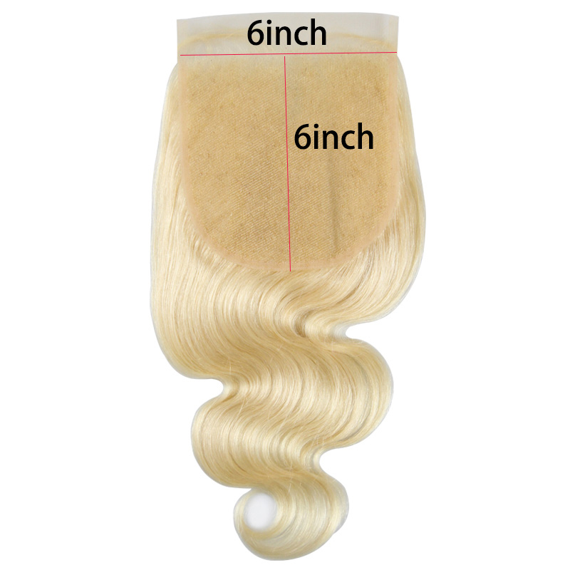 Top Closure 613# Color 6X6 Lace Closure Straight Body Wave 10-24inch Blonde Color Brazilian Human Hair Peruvian Malaysian Virgin Hair