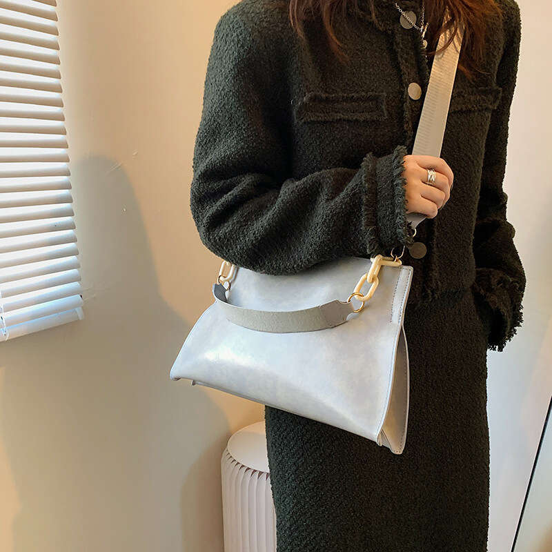 Large Capacity Textured Women's Autumn And Winter New Simple Solid Color Feeg Tote Large Casual Shoulder Bag