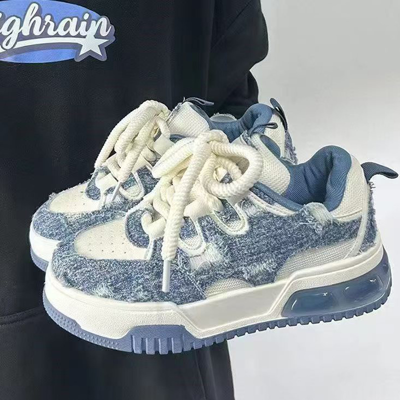 2025 autumn new sports and leisure blue thick soled student small white shoes for women hundred board shoes fashion casual